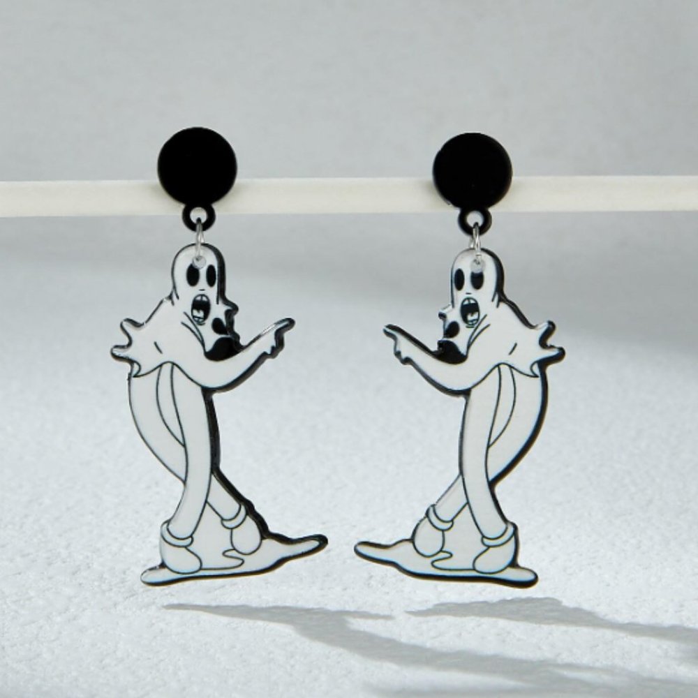 🧿 3 for $33 🧿 Koko the Ghost Spooky Dangle Acrylic Earrings